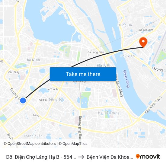 Đối Diện Chợ Láng Hạ B - 564 Đường Láng to Bệnh Viện Đa Khoa Tâm Anh map