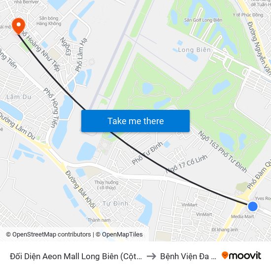 Đối Diện Aeon Mall Long Biên (Cột Điện T4a/2a-B Đường Cổ Linh) to Bệnh Viện Đa Khoa Tâm Anh map