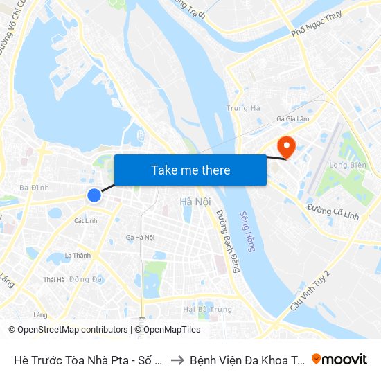 Hè Trước Tòa Nhà Pta - Số 1 Kim Mã to Bệnh Viện Đa Khoa Tâm Anh map