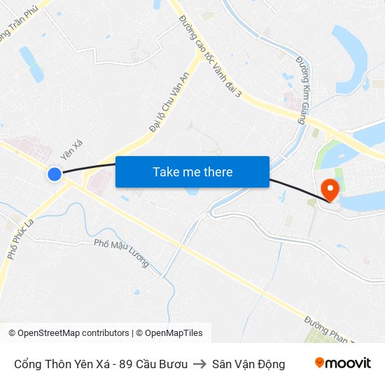 Cổng Thôn Yên Xá - 89 Cầu Bươu to Sân Vận Động map