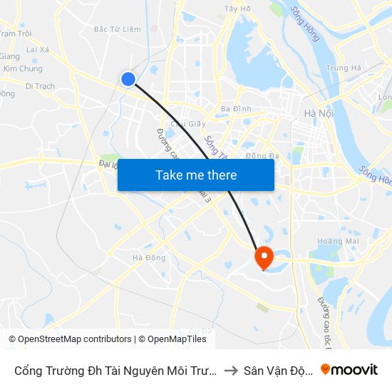 Cổng Trường Đh Tài Nguyên Môi Trường to Sân Vận Động map