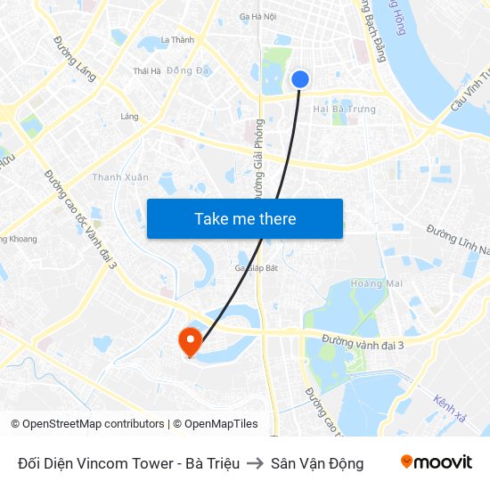 Đối Diện Vincom Tower - Bà Triệu to Sân Vận Động map