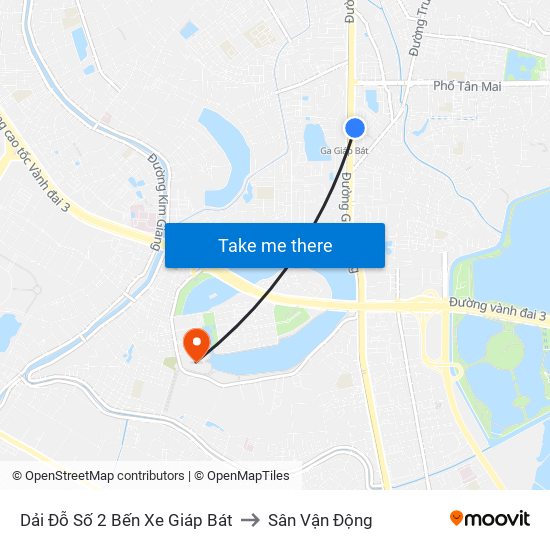 Dải Đỗ Số 2 Bến Xe Giáp Bát to Sân Vận Động map