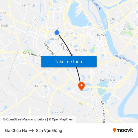 Ga Chùa Hà to Sân Vận Động map