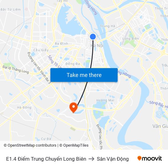 E1.4 Điểm Trung Chuyển Long Biên to Sân Vận Động map