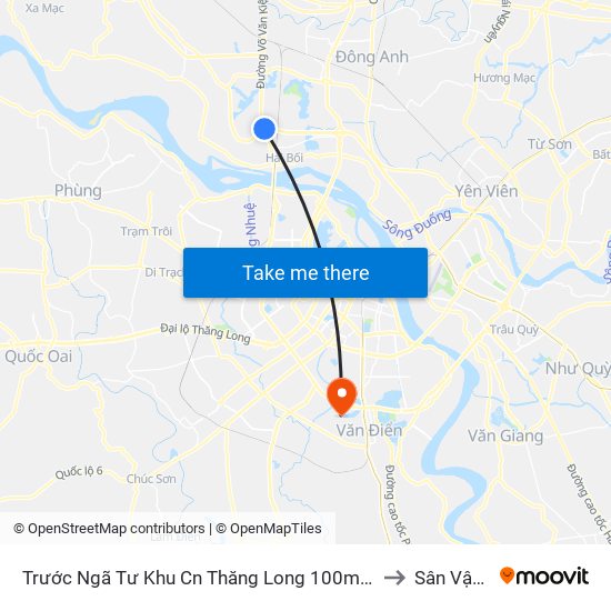 Trước Ngã Tư Khu Cn Thăng Long 100m (Chiều Nội Bài - Hà Nội) to Sân Vận Động map