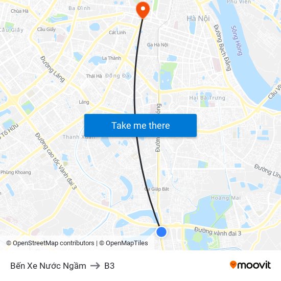 Bến Xe Nước Ngầm to B3 map