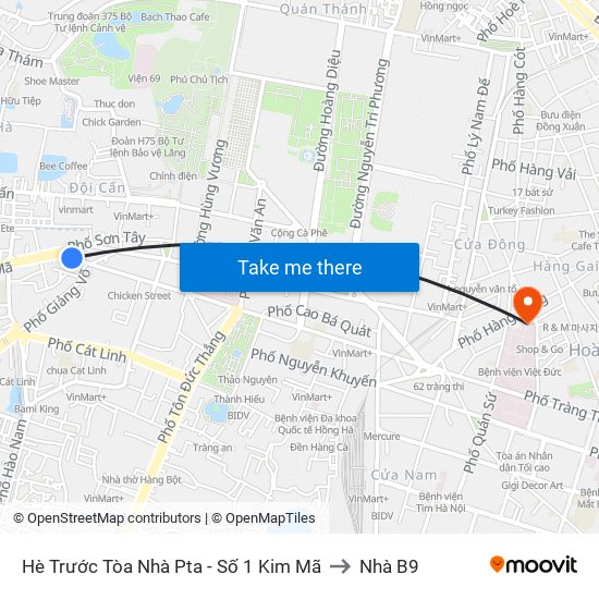 Hè Trước Tòa Nhà Pta - Số 1 Kim Mã to Nhà B9 map