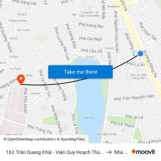 162 Trần Quang Khải - Viện Quy Hoạch Thủy Lợi to Nhà B9 map