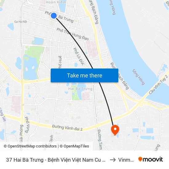 37 Hai Bà Trưng - Bệnh Viện Việt Nam Cu Ba to Vinmec map