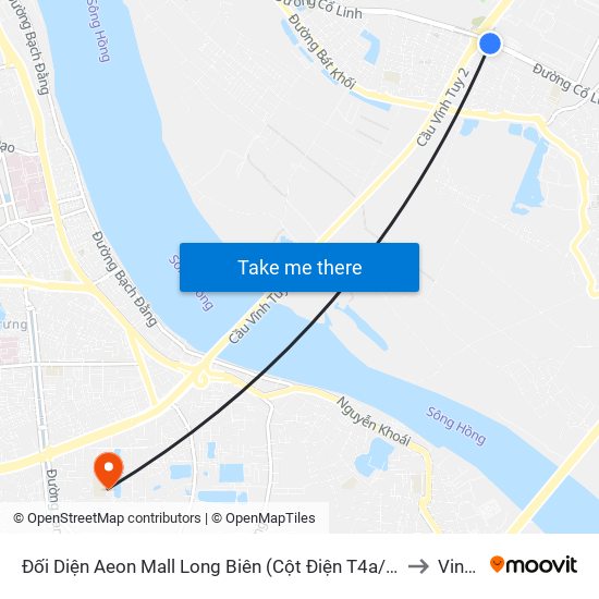 Đối Diện Aeon Mall Long Biên (Cột Điện T4a/2a-B Đường Cổ Linh) to Vinmec map