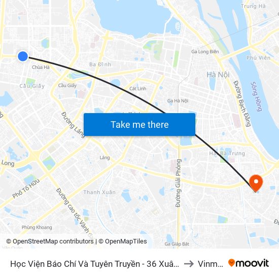 Học Viện Báo Chí Và Tuyên Truyền - 36 Xuân Thủy to Vinmec map