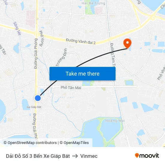 Dải Đỗ Số 3 Bến Xe Giáp Bát to Vinmec map
