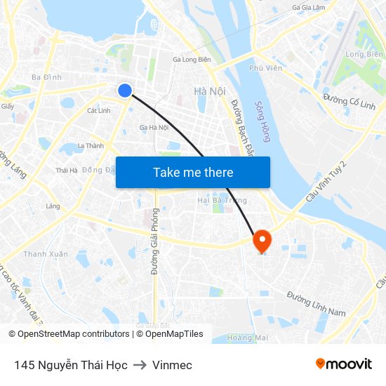 145 Nguyễn Thái Học to Vinmec map