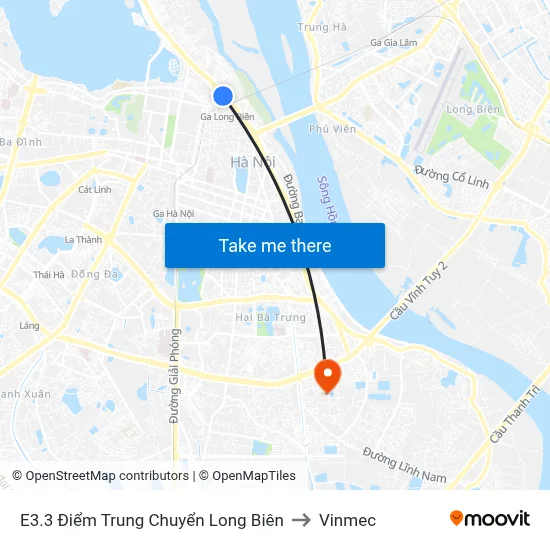 E3.3 Điểm Trung Chuyển Long Biên to Vinmec map