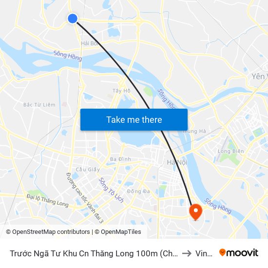 Trước Ngã Tư Khu Cn Thăng Long 100m (Chiều Nội Bài - Hà Nội) to Vinmec map