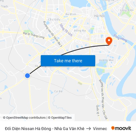 Đối Diện Nissan Hà Đông - Nhà Ga Văn Khê to Vinmec map