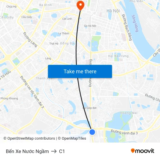 Bến Xe Nước Ngầm to C1 map