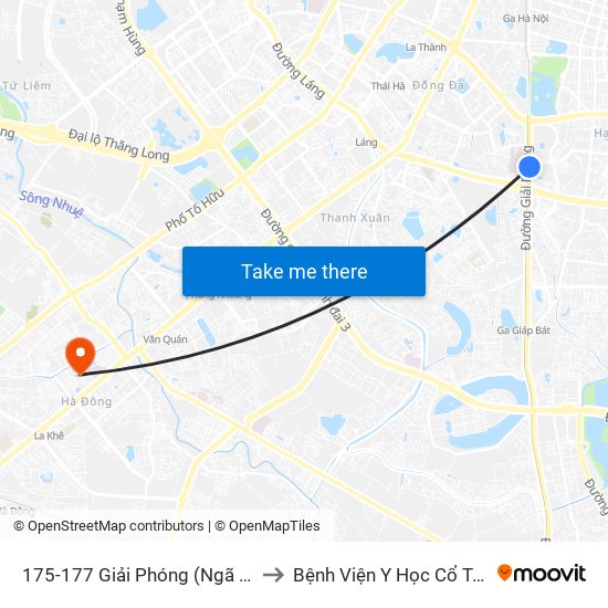 175-177 Giải Phóng (Ngã 3 Lê Thanh Nghị) to Bệnh Viện Y Học Cổ Truyền Hà Đông map