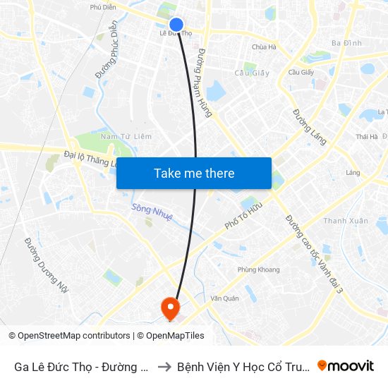 Ga Lê Đức Thọ - Đường Hồ Tùng Mậu to Bệnh Viện Y Học Cổ Truyền Hà Đông map