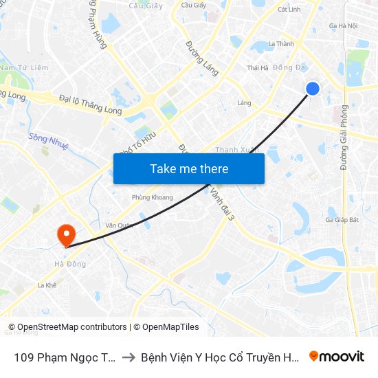 109 Phạm Ngọc Thạch to Bệnh Viện Y Học Cổ Truyền Hà Đông map