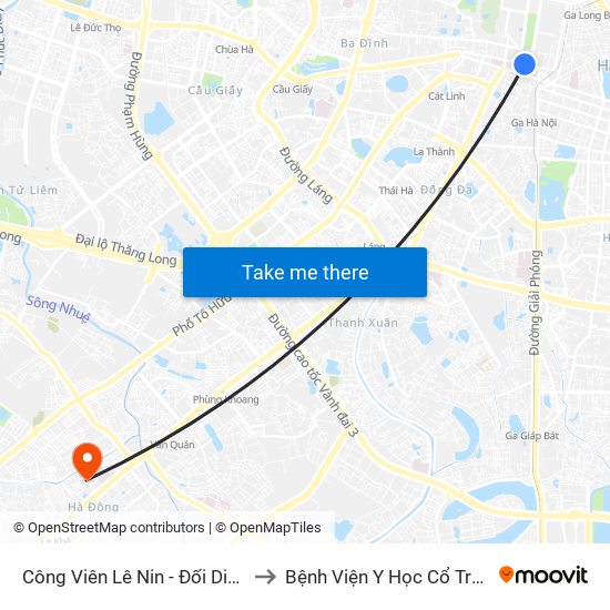 Công Viên Lê Nin - Đối Diện 35 Trần Phú to Bệnh Viện Y Học Cổ Truyền Hà Đông map