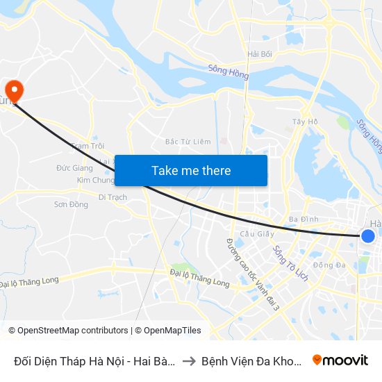 Đối Diện Tháp Hà Nội - Hai Bà Trưng (Cạnh 56 Hai Bà Trưng) to Bệnh Viện Đa Khoa Huyện Đan Phượng map