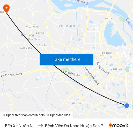 Bến Xe Nước Ngầm to Bệnh Viện Đa Khoa Huyện Đan Phượng map