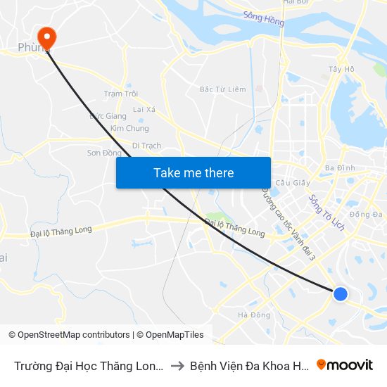 Trường Đại Học Thăng Long - Nghiêm Xuân Yêm to Bệnh Viện Đa Khoa Huyện Đan Phượng map