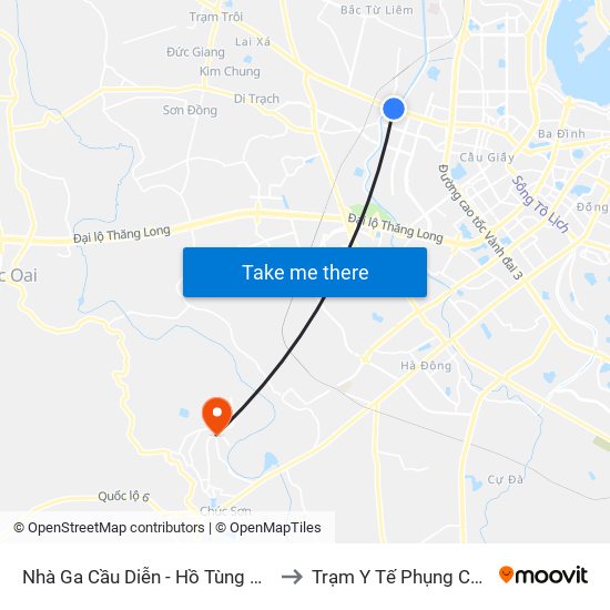 Nhà Ga Cầu Diễn - Hồ Tùng Mậu to Trạm Y Tế Phụng Châu map