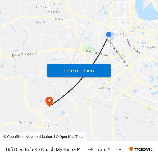 Đối Diện Bến Xe Khách Mỹ Đình - Phạm Hùng (Cột Trước) to Trạm Y Tế Phụng Châu map