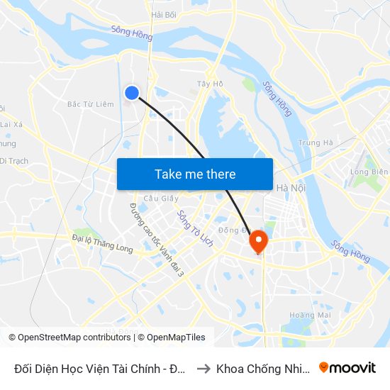 Đối Diện Học Viện Tài Chính - Đường Đức Thắng to Khoa Chống Nhiễm Khuẩn map