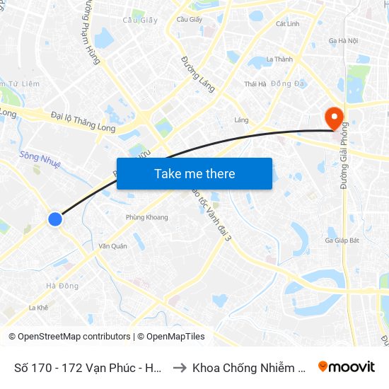 Số 170 - 172 Vạn Phúc - Hà Đông to Khoa Chống Nhiễm Khuẩn map