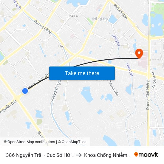 386 Nguyễn Trãi - Cục Sở Hữu Trí Tuệ to Khoa Chống Nhiễm Khuẩn map