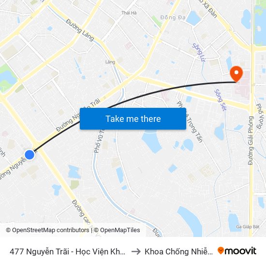 477 Nguyễn Trãi - Học Viện Khoa Học Xã Hội to Khoa Chống Nhiễm Khuẩn map