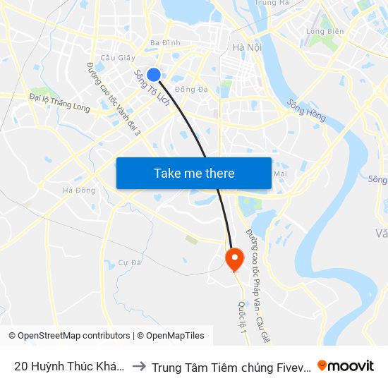 20 Huỳnh Thúc Kháng to Trung Tâm Tiêm ᴄhủng Fivevac map