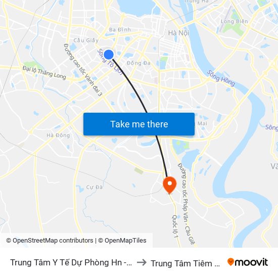 Trung Tâm Y Tế Dự Phòng Hn - 70 Nguyễn Chí Thanh to Trung Tâm Tiêm ᴄhủng Fivevac map