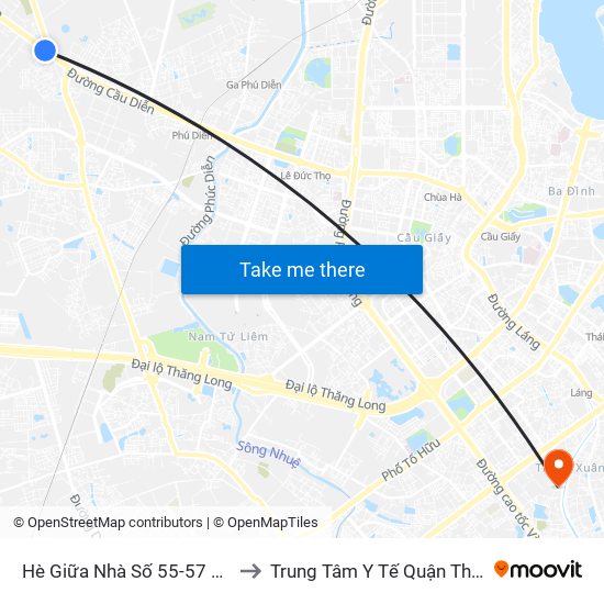 Hè Giữa Nhà Số 55-57 Phố Nhổn to Trung Tâm Y Tế Quận Thanh Xuân map