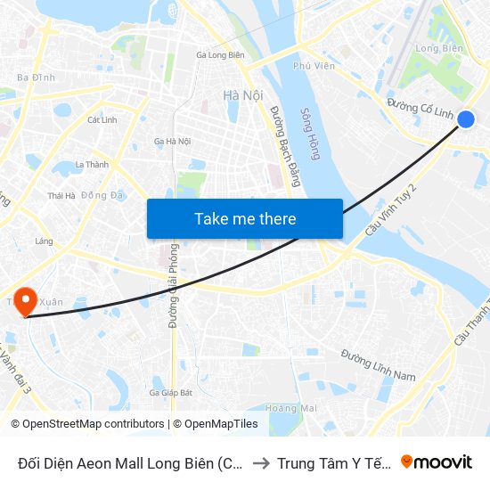 Đối Diện Aeon Mall Long Biên (Cột Điện T4a/2a-B Đường Cổ Linh) to Trung Tâm Y Tế Quận Thanh Xuân map