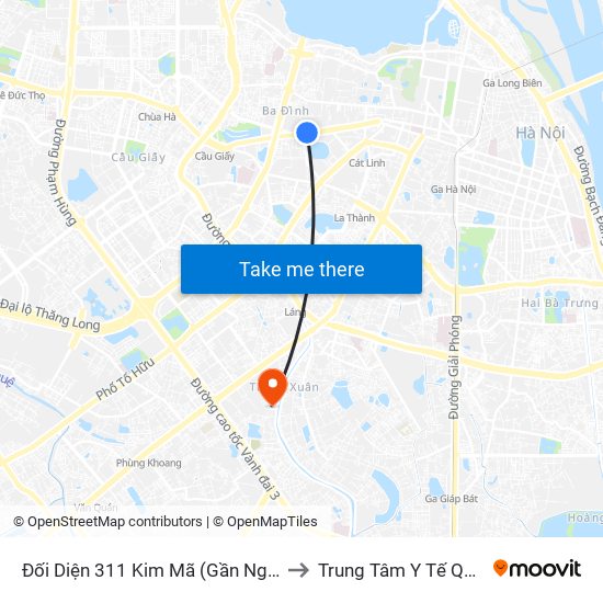 Đối Diện 311 Kim Mã (Gần Ngã 4 Kim Mã - Vạn Bảo) to Trung Tâm Y Tế Quận Thanh Xuân map