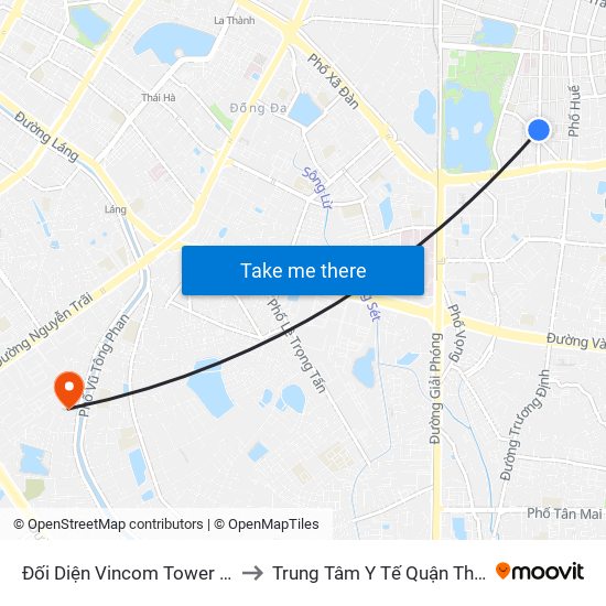 Đối Diện Vincom Tower - Bà Triệu to Trung Tâm Y Tế Quận Thanh Xuân map