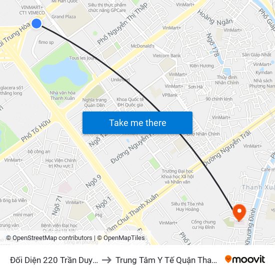 Đối Diện 220 Trần Duy Hưng to Trung Tâm Y Tế Quận Thanh Xuân map