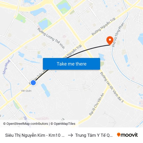 Siêu Thị Nguyễn Kim - Km10 Nguyễn Trãi (Hà Đông) to Trung Tâm Y Tế Quận Thanh Xuân map