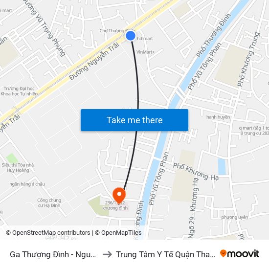 Ga Thượng Đình - Nguyễn Trãi to Trung Tâm Y Tế Quận Thanh Xuân map