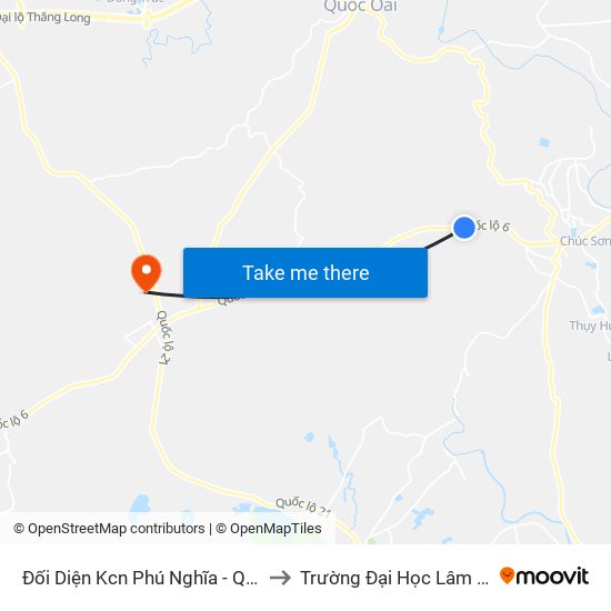 Đối Diện Kcn Phú Nghĩa - Quốc Lộ 6 to Trường Đại Học Lâm Nghiệp map