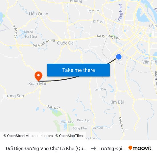 Đối Diện Đường Vào Chợ La Khê (Qua Ga Metro La Khê) - 405 Quang Trung (Hà Đông) to Trường Đại Học Lâm Nghiệp map