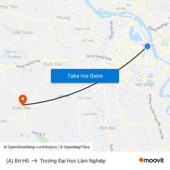 (A) Bờ Hồ to Trường Đại Học Lâm Nghiệp map