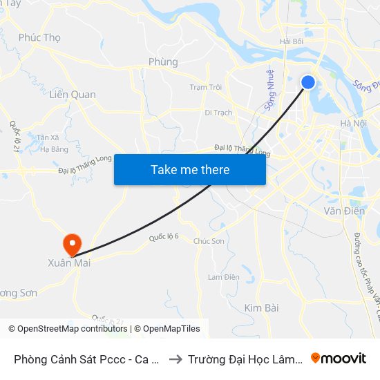 Phòng Cảnh Sát Pccc - Ca Tp Hà Nội to Trường Đại Học Lâm Nghiệp map