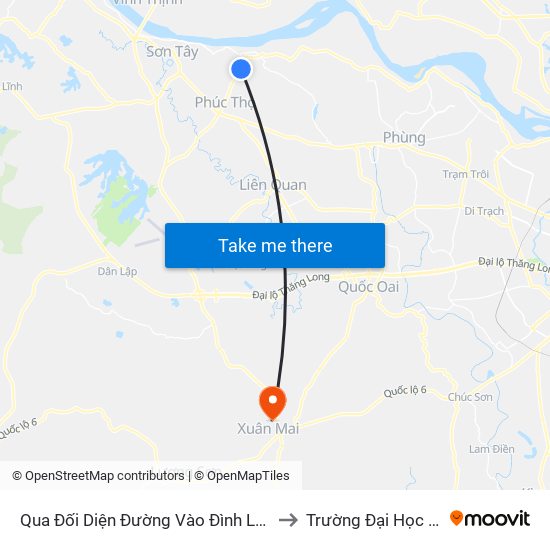 Qua Đối Diện Đường Vào Đình Làng Võng Ngoại 20m to Trường Đại Học Lâm Nghiệp map