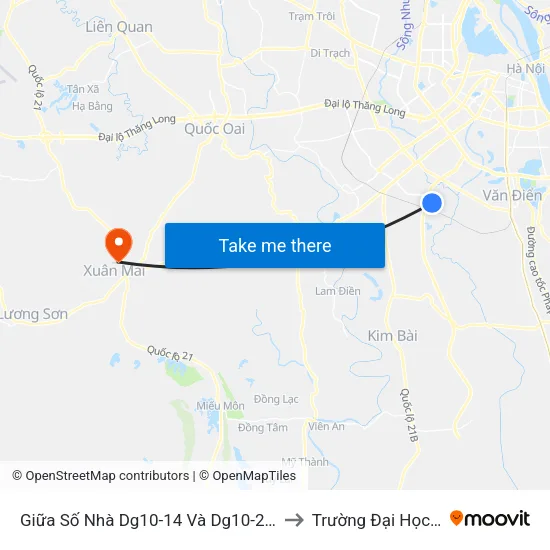 Giữa Số Nhà  Dg10-14 Và Dg10-26 - Đường Lê Xuân Điệp to Trường Đại Học Lâm Nghiệp map